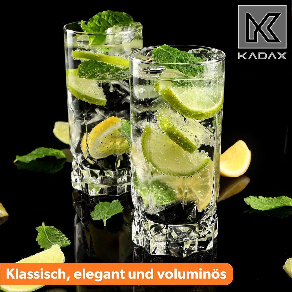 KADAX Trinkgläser aus Glas, Getränkegläser "Anzio", 12er Set, hoch, 325ml