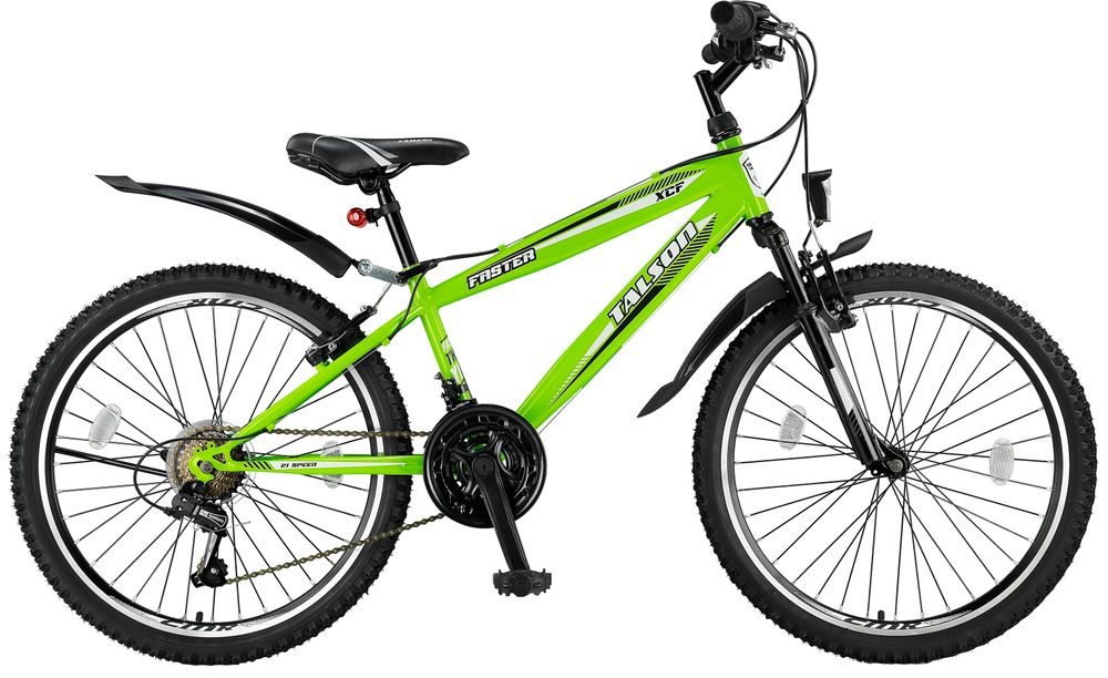 26 Zoll Fahrrad MTB mit Beleuchtung und SHIMANO 21-Gang Grün