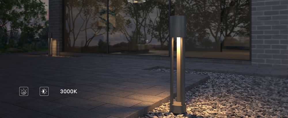 doporro Außenleuchte Wegeleuchten Außen, 10W LED Stehleuchte, 3000K Aussenleuchte Stehlampe, Außenpollerleuchte 70CM IP65 Sandgrau dunkel NeoForge