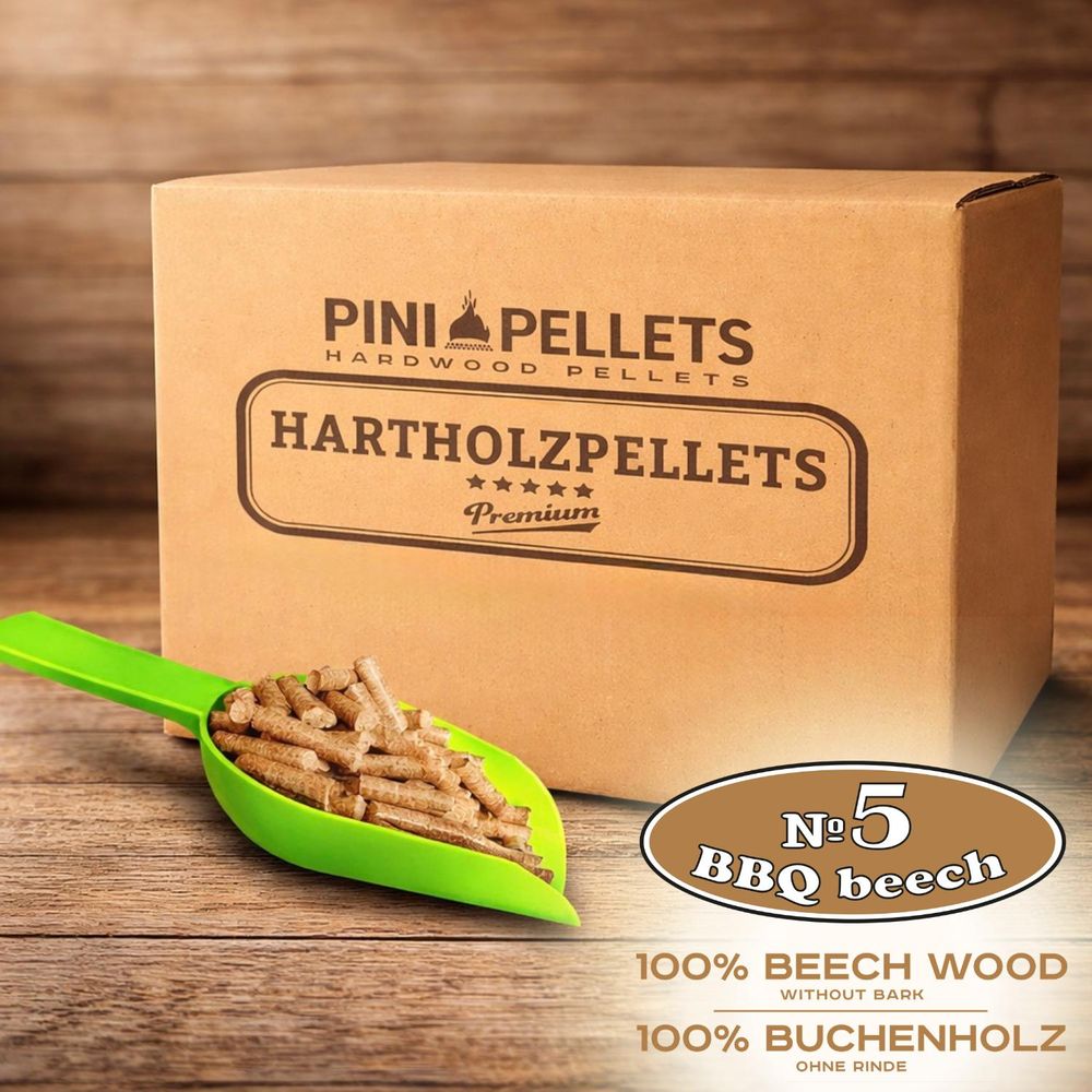 Pellets di legno duro PINI 100% faggio n. 5 BBQ Beech 10 kg - Pellets per barbecue, affumicatura e cottura a fumo