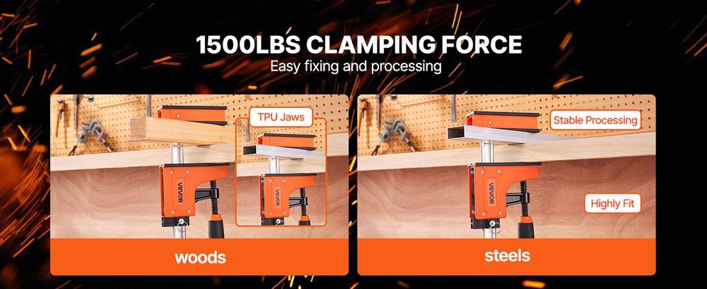 VEVOR Holzspannzangen, 2er-Pack 24" Einhandzange/Spreader, Schnellwechsel-F-Spannzange mit 300 lbs Tragfähigkeit, Hochfester Kunststoff und Kohlenstoffstahl, Holzspannzangen für Holz- und Metallbearbeitung, Parallelzwinge-Verbessert-a, 36 Zoll-2 Stück-a