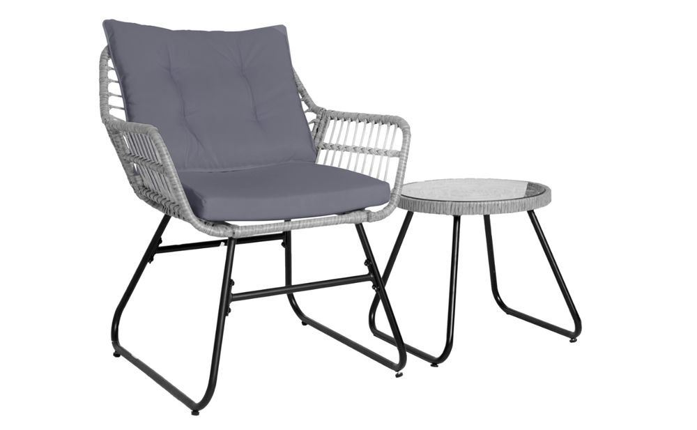 SVITA AMALFI Rattan Sitzgruppe Outdoor Gartenlounge 2 Personen Balkonset Hellgrau