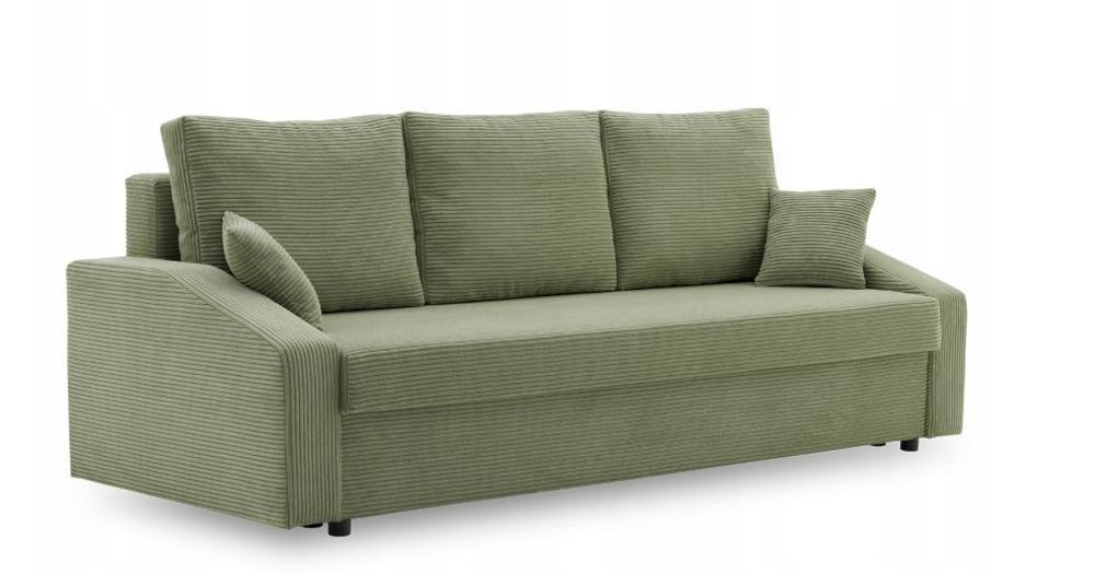 Couch mit schlaffunktion Wohnzimmer Couch mit Bettkasten AIKIDO 223x90cm Olivgrün