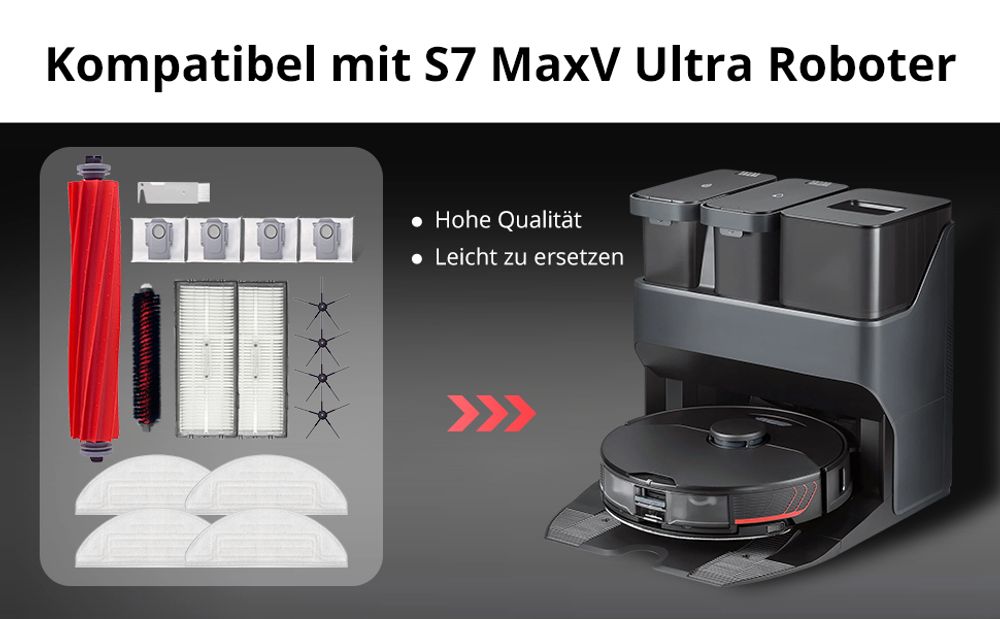 16-teiliges Set für S7 Pro/MaxV Ultra: Inkl. HEPA-Filter (99,97% bei 0,3µm),Austauschbare Teile.