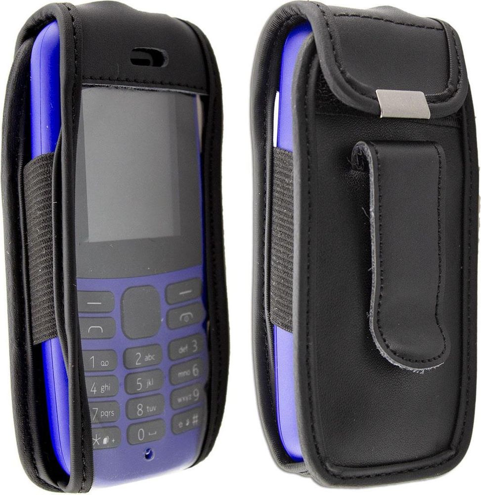 caseroxx Ledertasche mit Gürtelclip kompatibel mit Nokia 105 (2019) 4th Edition aus Echtleder, Tasche mit Gürtelclip und Sichtfenster