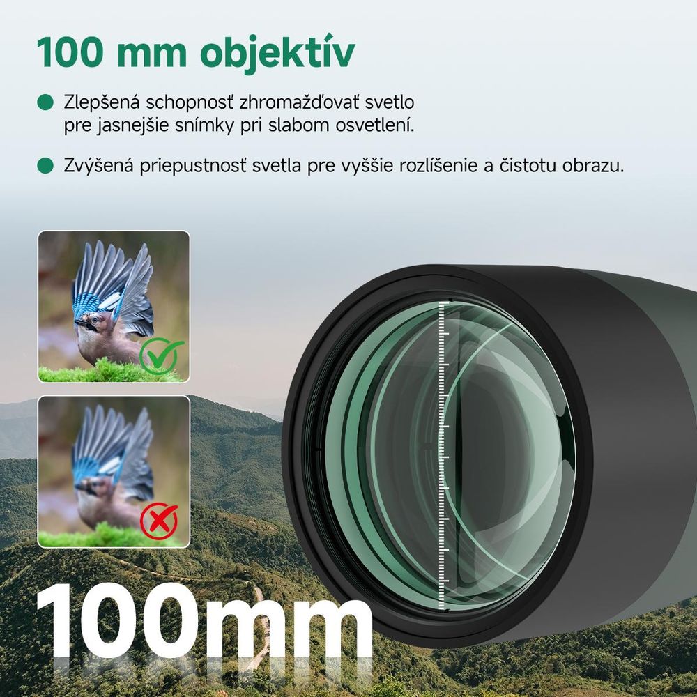 Svbony SV28 25-75x100mm pozorovací ďalekohľad, veľké zorné pole, H-K9L Porro Prism FMC, ďalekohľad s adaptérom pre mobilný telefón a puzdrom na statív