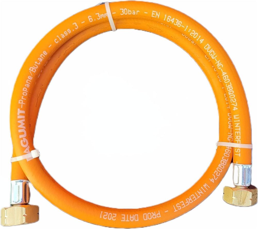 Zatechs Propan-Butan Gasschlauch Set mit GOK Regler 1.5m 37 mbar Ø9.0mm 21.8 mm Gewinde x 3/8" Linksgewinde Anschluss Gasgrill Wohnmobil Camping