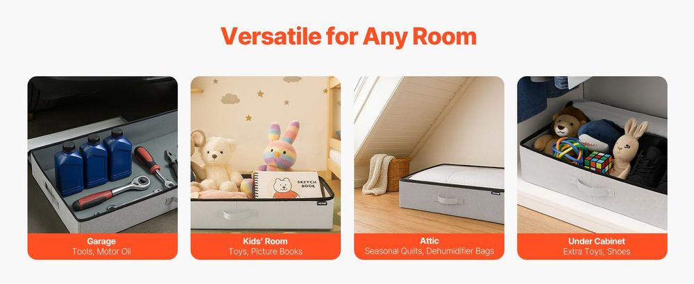 VEVOR Aufbewahrungstaschen unter dem Bett 2 Stück 45 L, Schuh-Organizer unter dem Bett mit transparenten Deckeln, Aufbewahrungsbox für Kleidung, Decken, Schlafzimmer, Zuhause