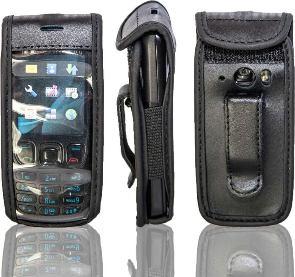 caseroxx Ledertasche mit Gürtelclip kompatibel mit Nokia 6303 und 6303i aus Echtleder, Tasche mit Gürtelclip und Sichtfenster