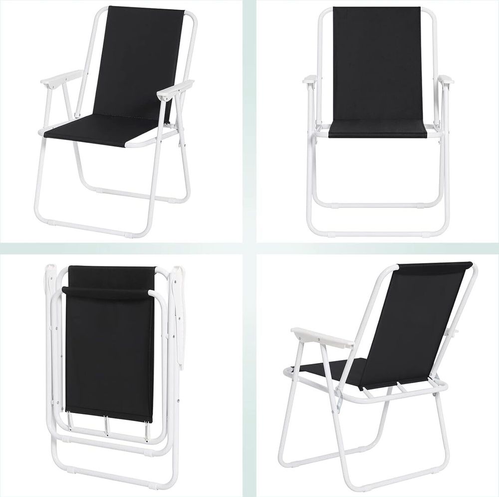 WOLTU Campingstuhl klappbar, Klappstuhl Leichter für Outdoor, Angelstuhl mit Armlehnen, Strandstuhl Klapphocker für Camping Strand Garten Terrasse, Schwarz