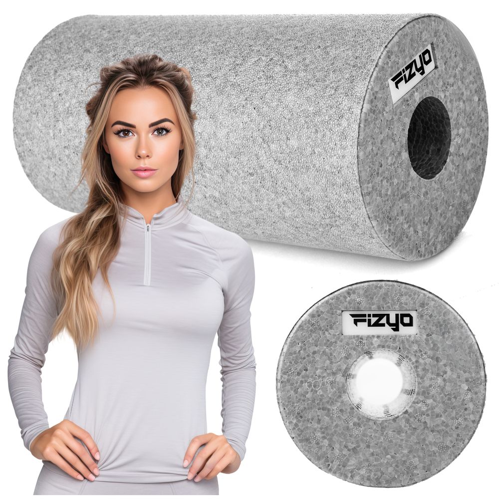 FIZYO Massagerolle, glatt, aus leichtem und langlebigem EPP-Schaum, Foto auf weißem Hintergrund.