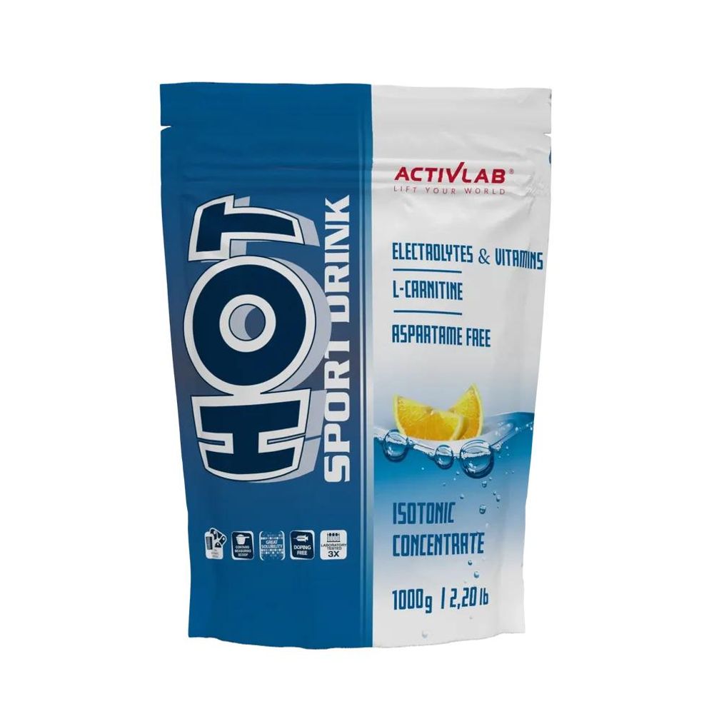 Activlab Hot Sport Drink 1000 g, Zitrone, Isotonisches Getränkepulver, Elektrolyte, Vitamine, L-Carnitin, über 80 Portionen