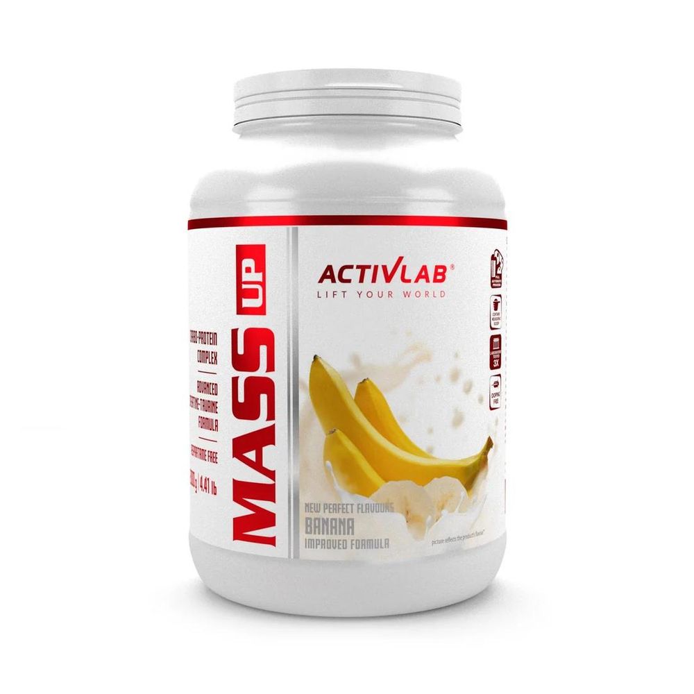 Activlab Mass Up Gainer 2000 g, Banane, Weight Gainer, Kohlenhydrate + WPC Protein, Kreatin, Taurin, Masseaufbau