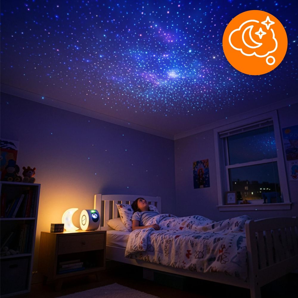 LED Sternenprojektor Galaxy Star, 3D Nachtlicht Beamer mit Fernbedienung, Sternenhimmel Projektor für Kinder & Schlafzimmer, EVI TECH GalaxyStar 2.1