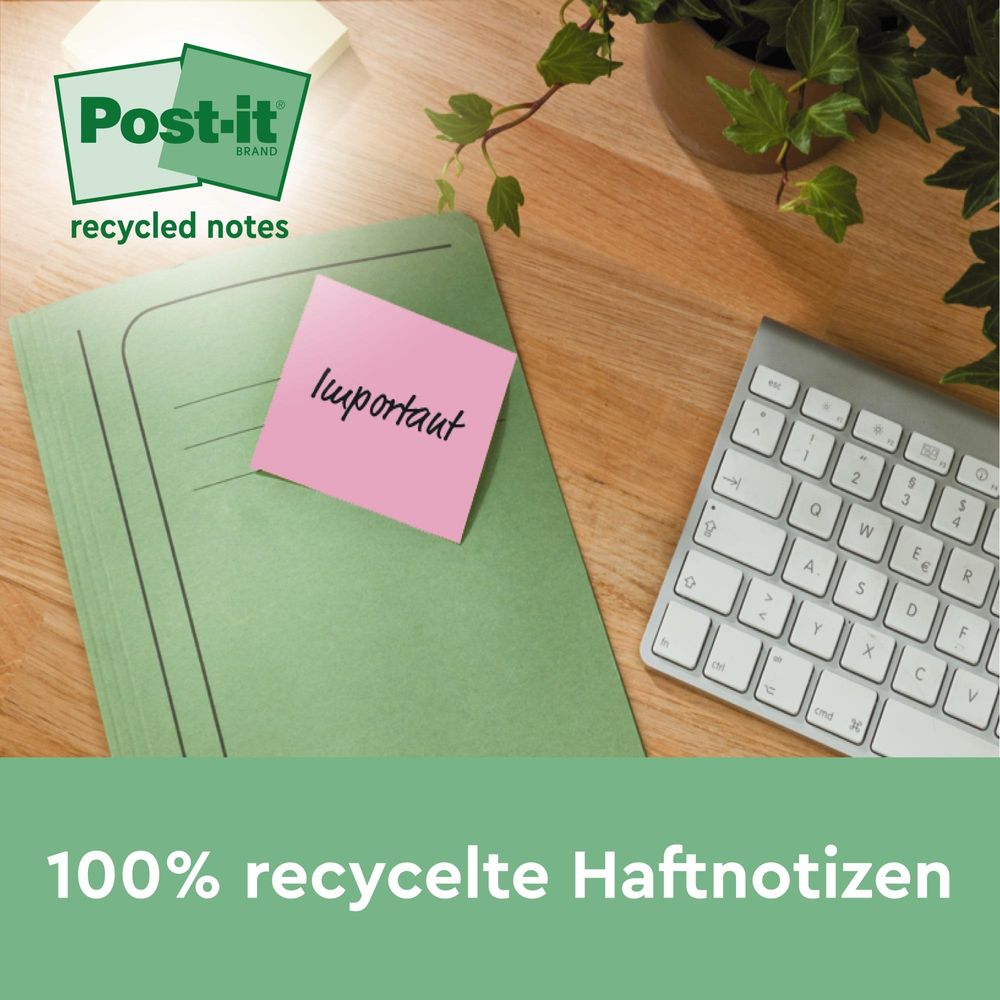 Post-it® Recycling Z-Notes Bunte 76x76mm Haftzettel 16 Blöcke 100 Blatt