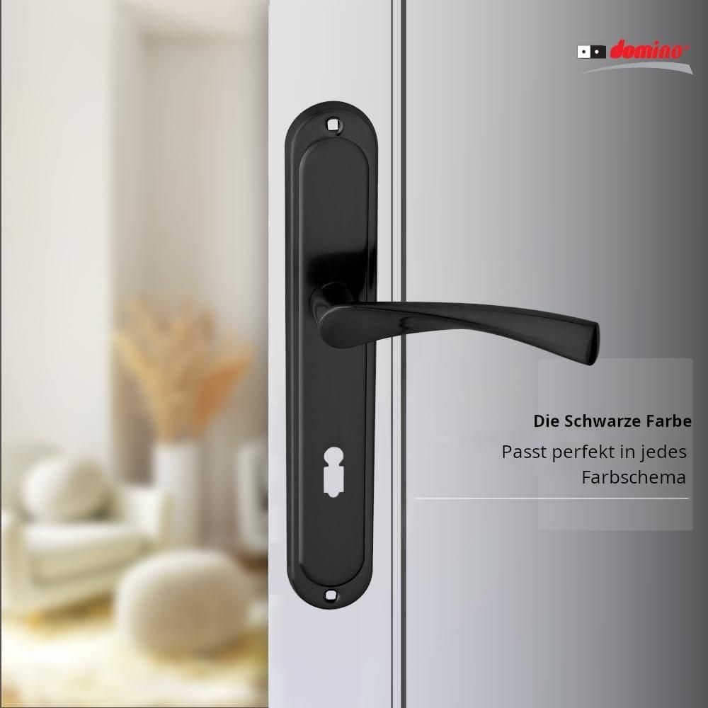 Domino Romana BB72 schwarzer Türgriff - lange Platte, Stahl
