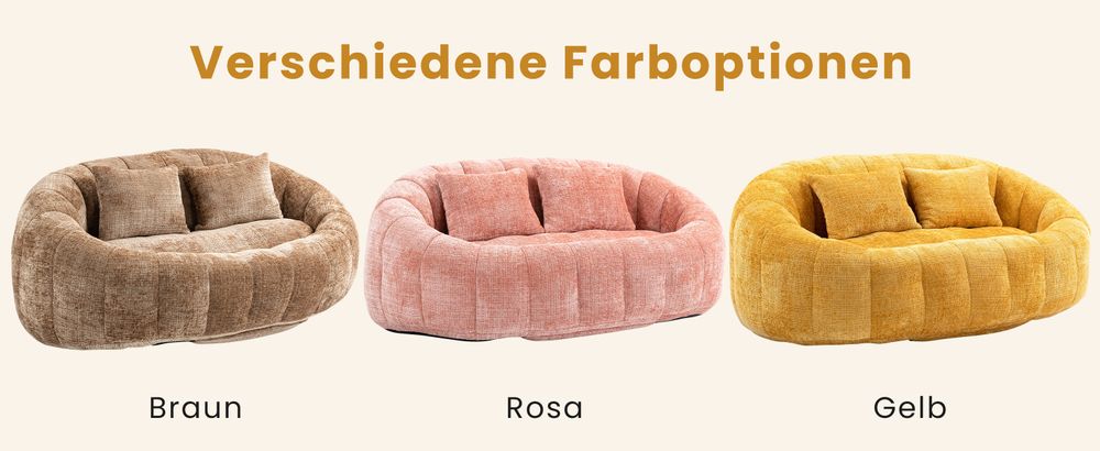 okwish Schlafsofa Sitzsack mit 2 Kissen，Relaxsessel mit dicke Polsterung，Ecksofa ，Extrabreit Lazy Sofa für Erwachsene & Kinder，Chenille-stoff，Gelb