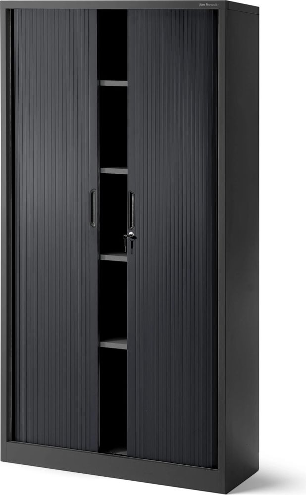 Rollladenschrank T001 Jalousieschrank Aktenschrank Büroschrank 4 Fachböden Rolltür abschließbar 185 cm x 90 cm x 45 cm, Farbe: Anthrazit