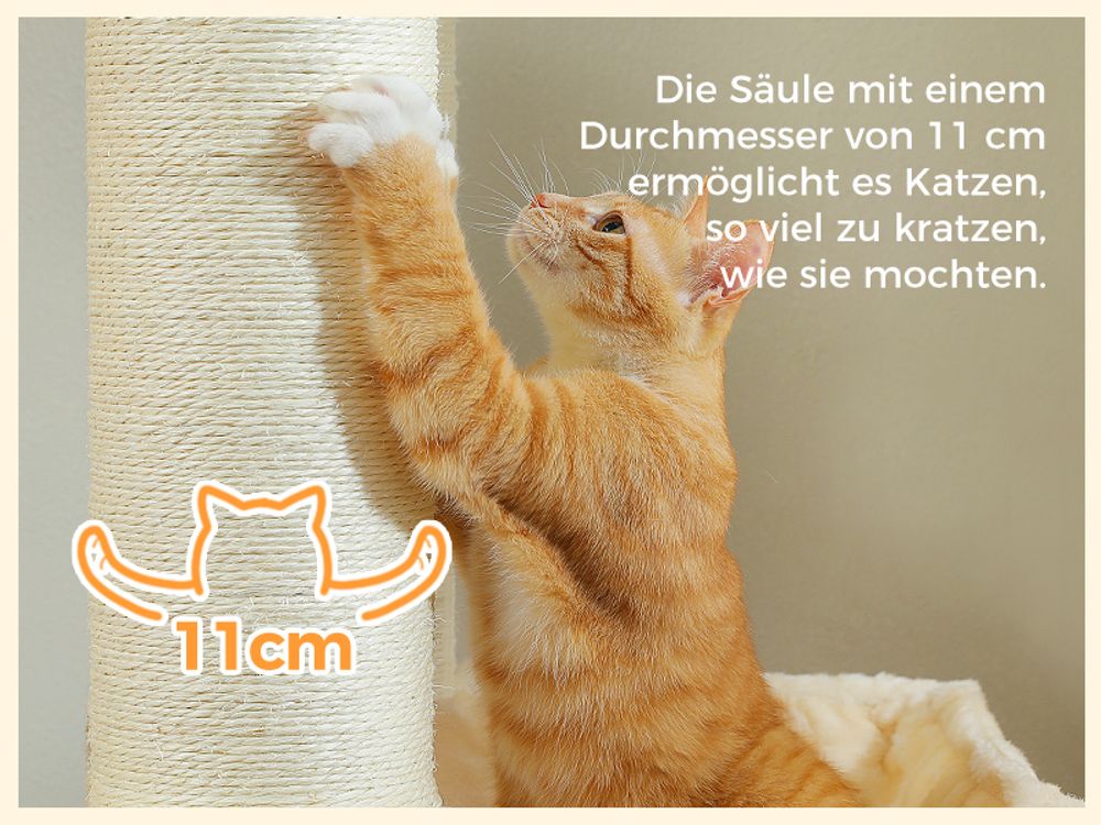 PAWZ Road Kratzbaum Grosse Katzen stabil mit 11cm Stämme, Kratzbaum XXL 170cm