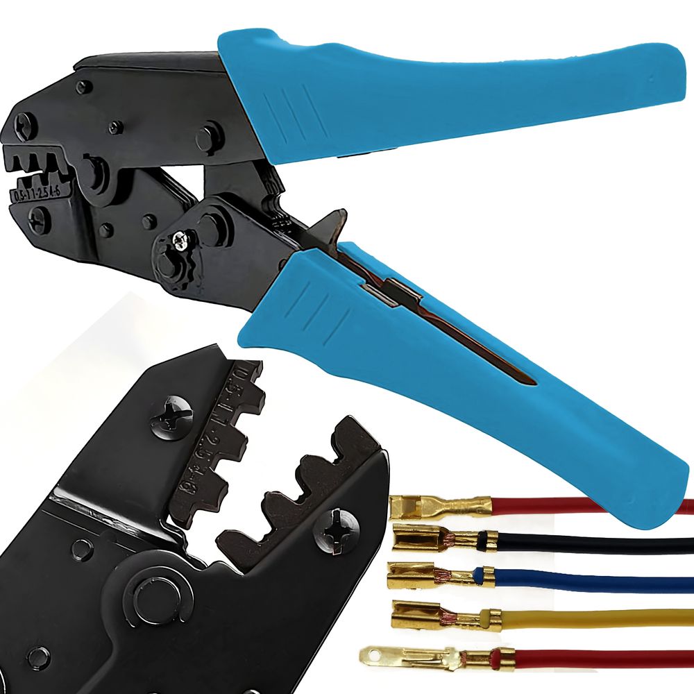 Crimpzange Kabelschuhe Crimp Zange Aderendhülsen Kabelschuhzange für 2,56mm² Kabelschuh Zange für Isolierte Kabelschuhe Solar Kabel Blau Retoo