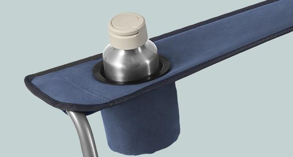 SONGMICS Faltbarer Outdoor-Stuhl, breiter Sitz, hohe Rückenlehne, Getränkehalter, Organizer, tragbar, grün-grau