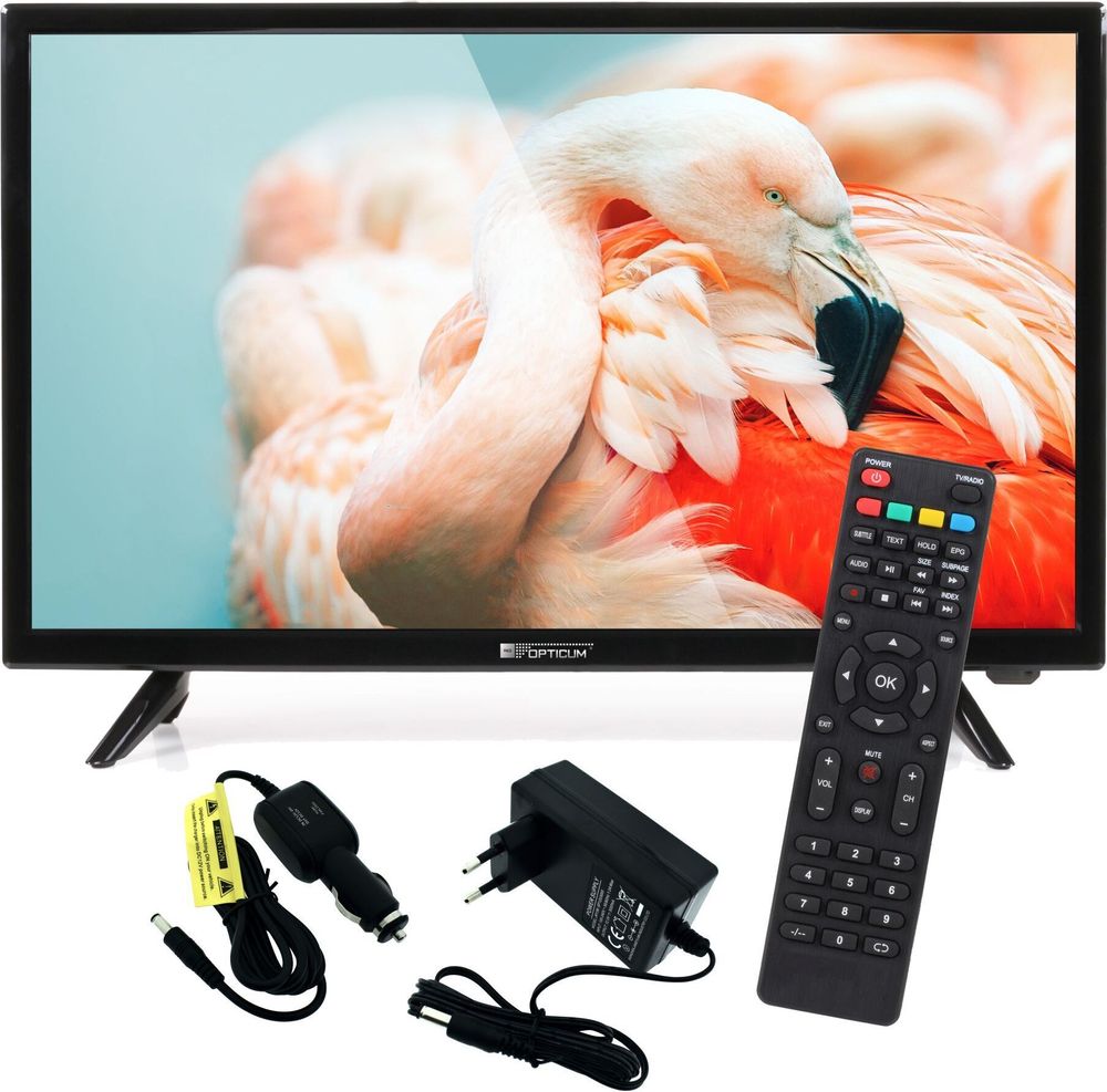 Opticum LE-24Z1 61 cm (24 Zoll) WXGA LCD-Fernseher, DVB-T/-T2/-C/-S2 Empfänger, eingebauter Sprachassistent, CI+