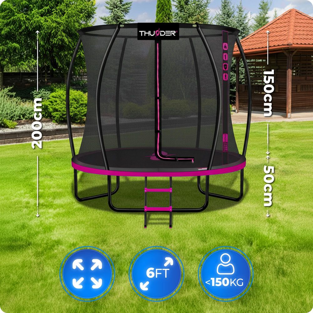 Thunder Gartentrampolin Ultra 183 cm 6 ft Innennetz 150 kg Rosa Schwarz