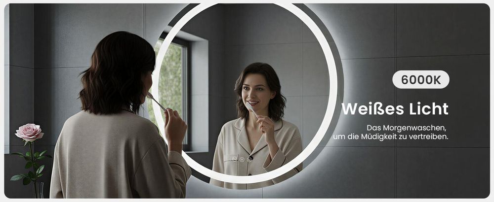 LED Badezimmerspiegel 60cm Rund, 3 Lichtfarben Badspiegel mit Touch und Anti Beschlag, Dimmbar Badezimmer Spiegel, energiesparend Wandspiegel