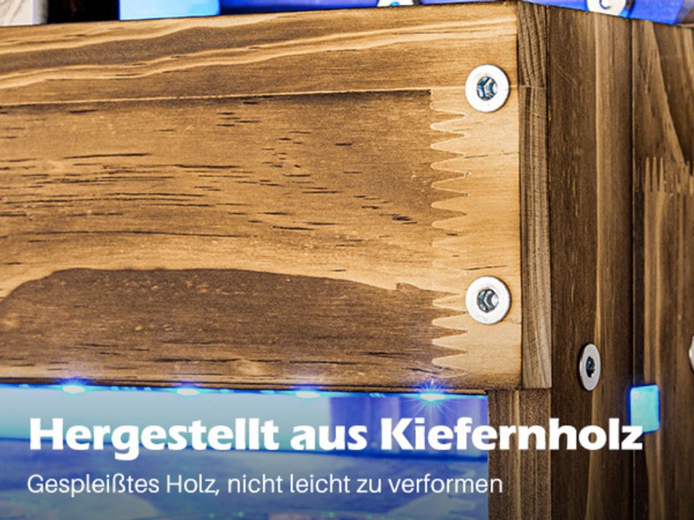 Yorbay Weinregal mit LED-Licht Palette beflammt Holz, Wandbar mit 4 Getränkespender Wand Flaschenhalter Flaschenhalter, Vintage, Geschenk