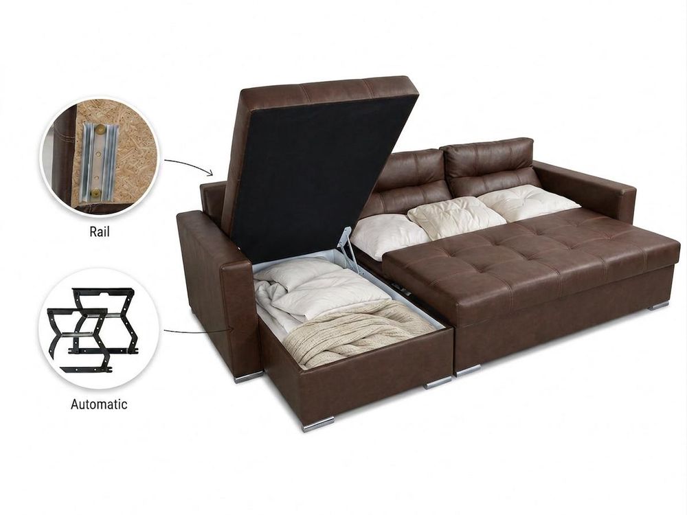 Ecksofa VARIUS Boston – mit Schlaffunktion, Kunstleder in Braun, Family Meble