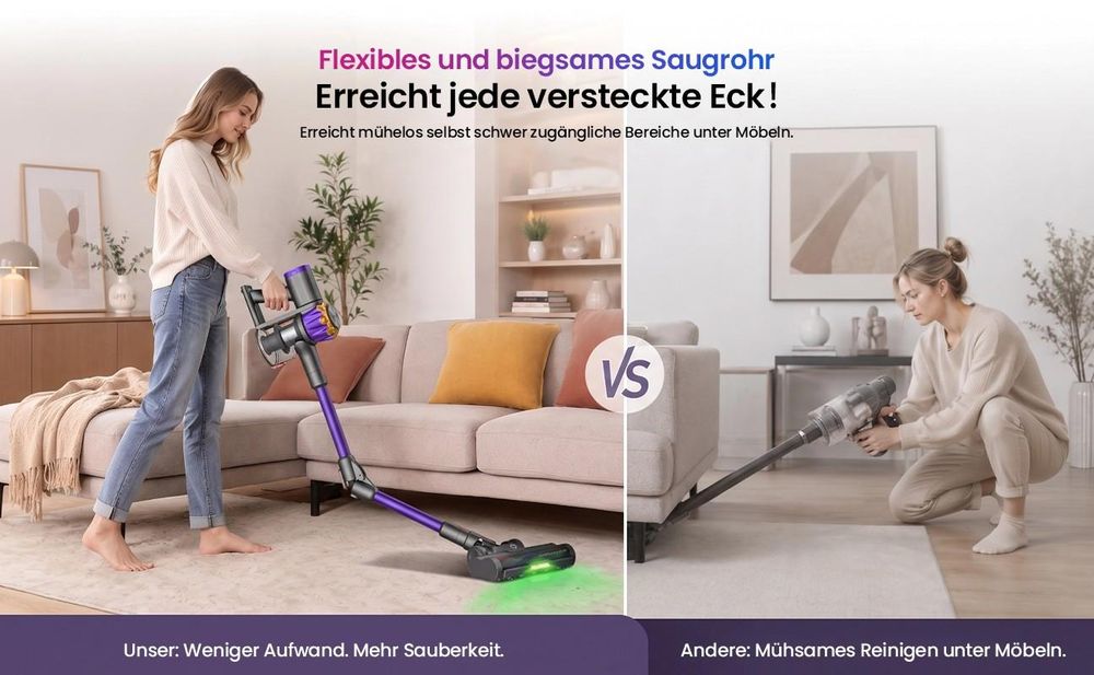 75000Pa Akku Hand Stielstaubsauger 600W/70mins Akkustaubsauger,Ultraleiser Staubsauger Kabellos SmartDisplay Leichter Antiverwicklung,handstaubsauger