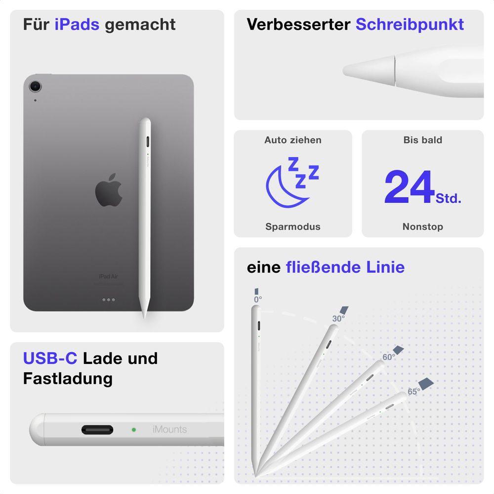 Professioneller iPad-Stylus mit USB-C-Ladung iMounts