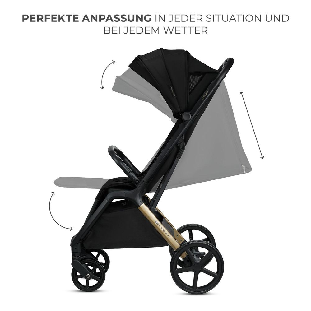 Kinderkraft LOOM – Grüner Buggy bis 27 kg, pannensichere Räder, leicht & kompakt, ideal für Reisen und Alltag, Schwarz