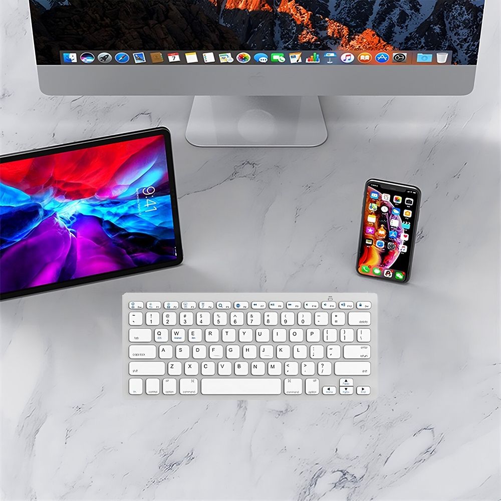 Bluetooth Tastatur Kabellose Wireless Keyboard mit Tasten QWERTY Natürliches Tippen 2,4 GHz Funkverbindung Kompatibel mit PC Notebook Laptop Retoo