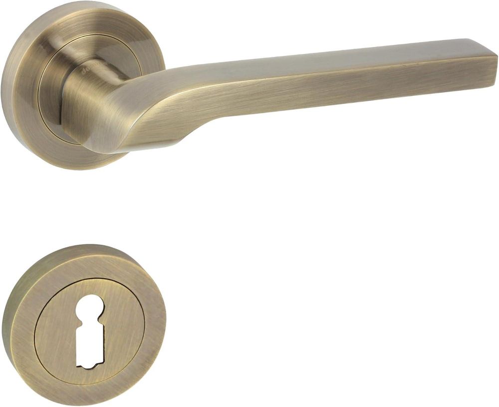 DOMINO Türgriff Drückergarnitur BB - Buntbart Set | Rund-Rosette | Tür-klinke für Bürotür, Kellertür & Innentür | aus Aluminium | Bronze | NEMO-R M3 |