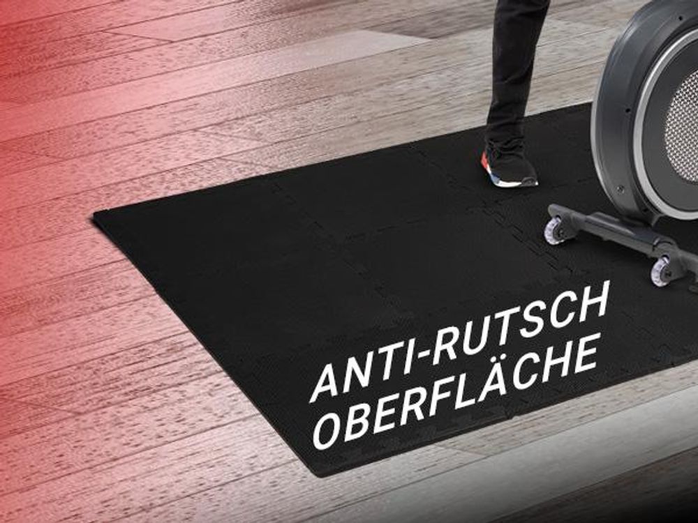 Bodenschutzmatte BS50 | Unterlegmatte für Fitnessgeräte - Fitnessmatte - Puzzlematte - Rutschfest - EVA-Schaumstoff - Set 18 Stück 34 x 34 cm (Grau)