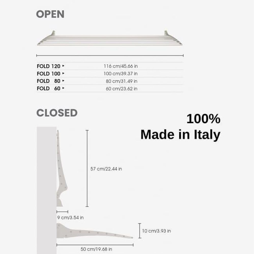 Foxydry Fold – Klappbarer Wand-Wäscheständer aus Aluminium, modern und robust
