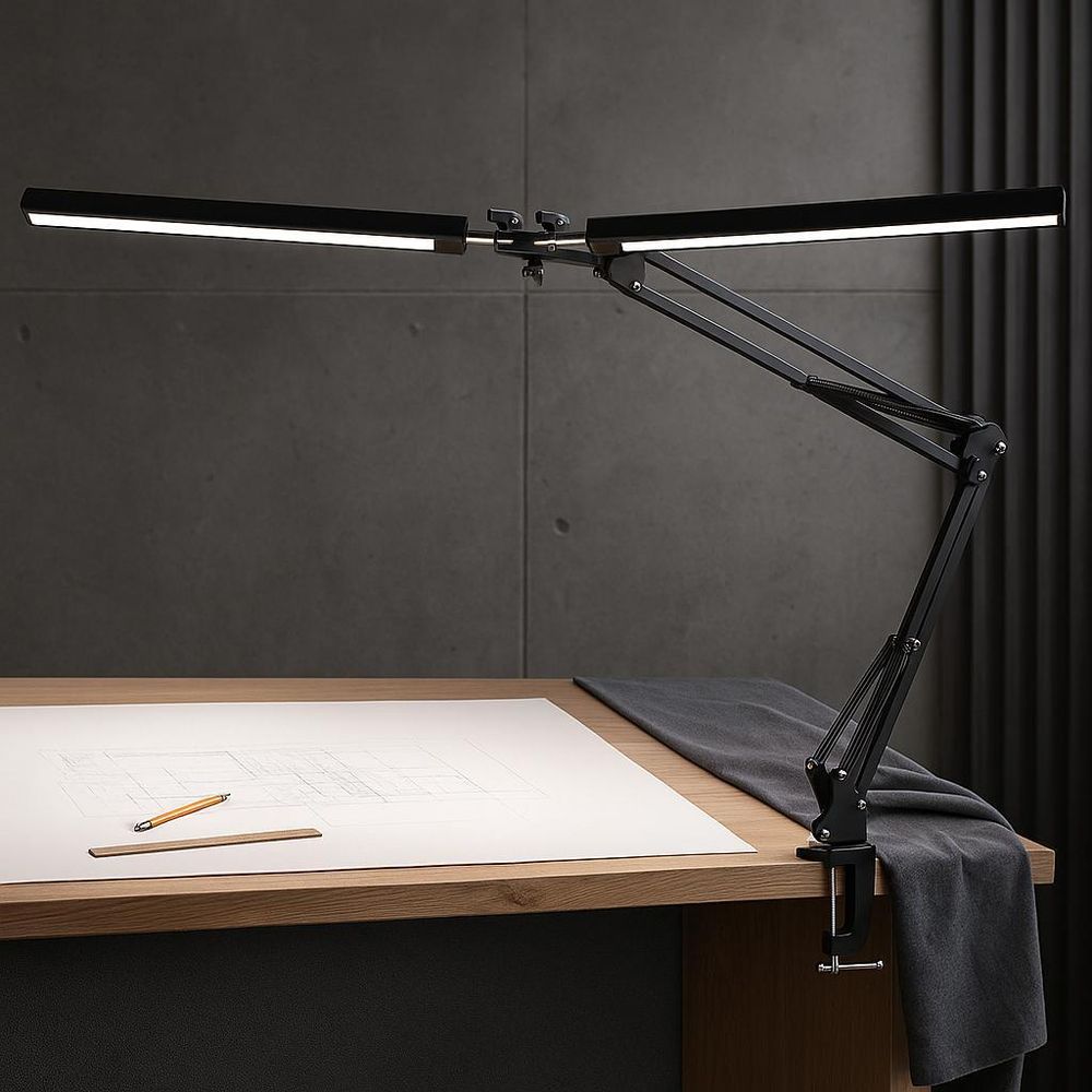 MasterLED LED Architektenlampe 14W Schwarz, CCT Dimmbar, Tischklemme, 3 Lichtfarben