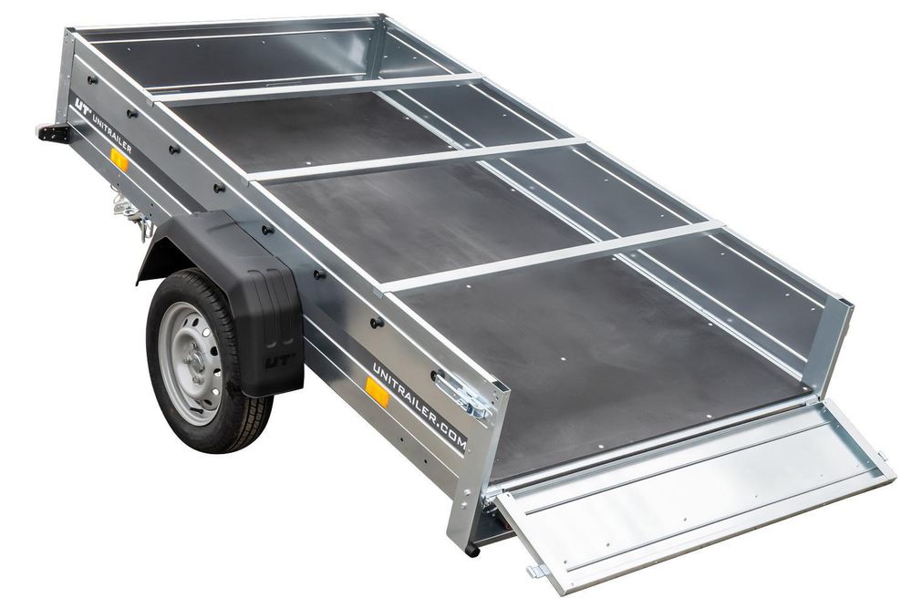 Kipper Pkw Anhänger Garden Trailer 230 KIPP [230 cm x 125 cm] mit Flachplane, Stützrad und Planenträger