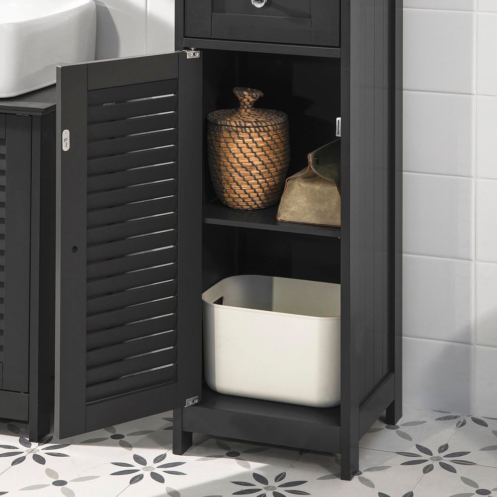 SoBuy Badezimmerschrank Hochschrank mit Schubladen Badschrank schmal platzsparender Badmöbel schmaler Schrank für kleines Badezimmer WC KücheFRG236-DG