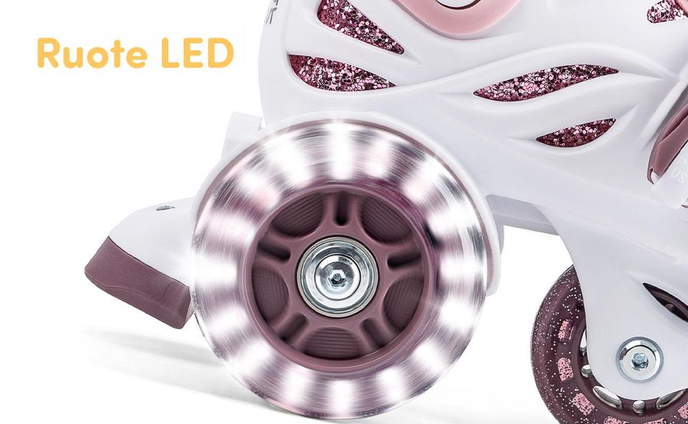 Pattini in linea per bambini Cariboo Ballerina con ruote a LED rosa - S
