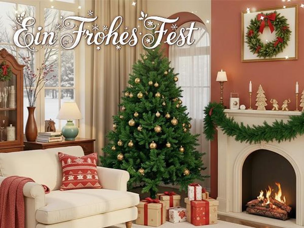 1.5m Weihnachtsbaum, Tannenbaum Künstlich mit 520 Zweige Verschlüsseltes Laub Stabiler Metallsockel Leicht Zu Montieren, für Innen- und Außenbereiche