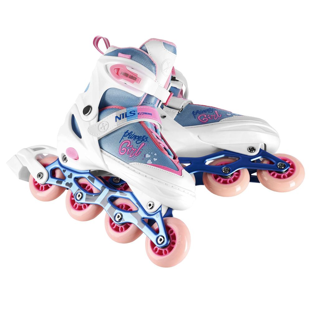 Nils Extreme NA18168A PRINCESS Inlineskates verstellbar – Weiß – Größe S (31–34) – ABEC7 – Aluminium-Schiene