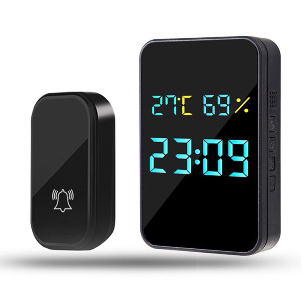 Türklingel Funkklingel Set mit Uhr und Thermometer Funk Klingel Kabellose 38 Melodien LED Hygrometer 150M Reichweite Haustür Retoo