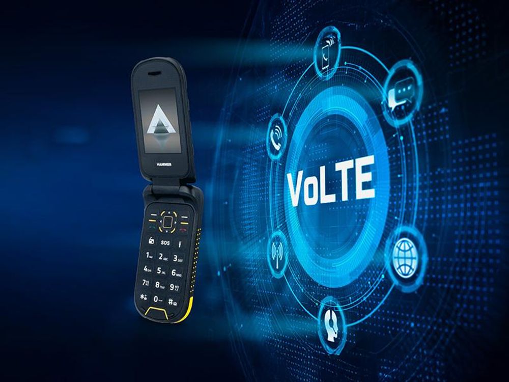 HAMMER DIG LTE 4G – Robustes Klapphandy mit Ladestation Das robuste Gehäuse sorgt für Stoß- und Sturzfestigkeit IP69 VoLTE RAM 48 GB