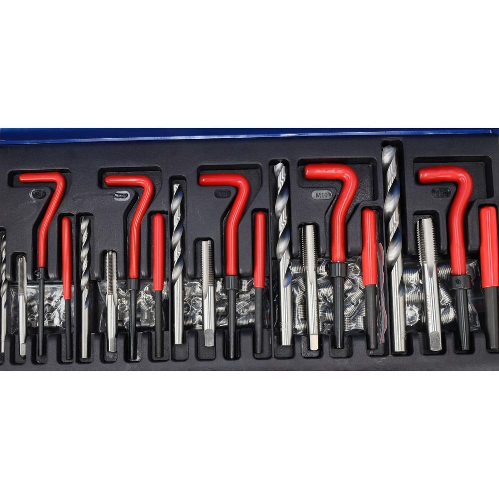 LUXTOM | Gewindereparatursatz, 131tlg, M5, M6, M8, M10, M12, Helicoil, Gewinde Reparatur Satz, Gewindehülse, Gewindeeinsätze