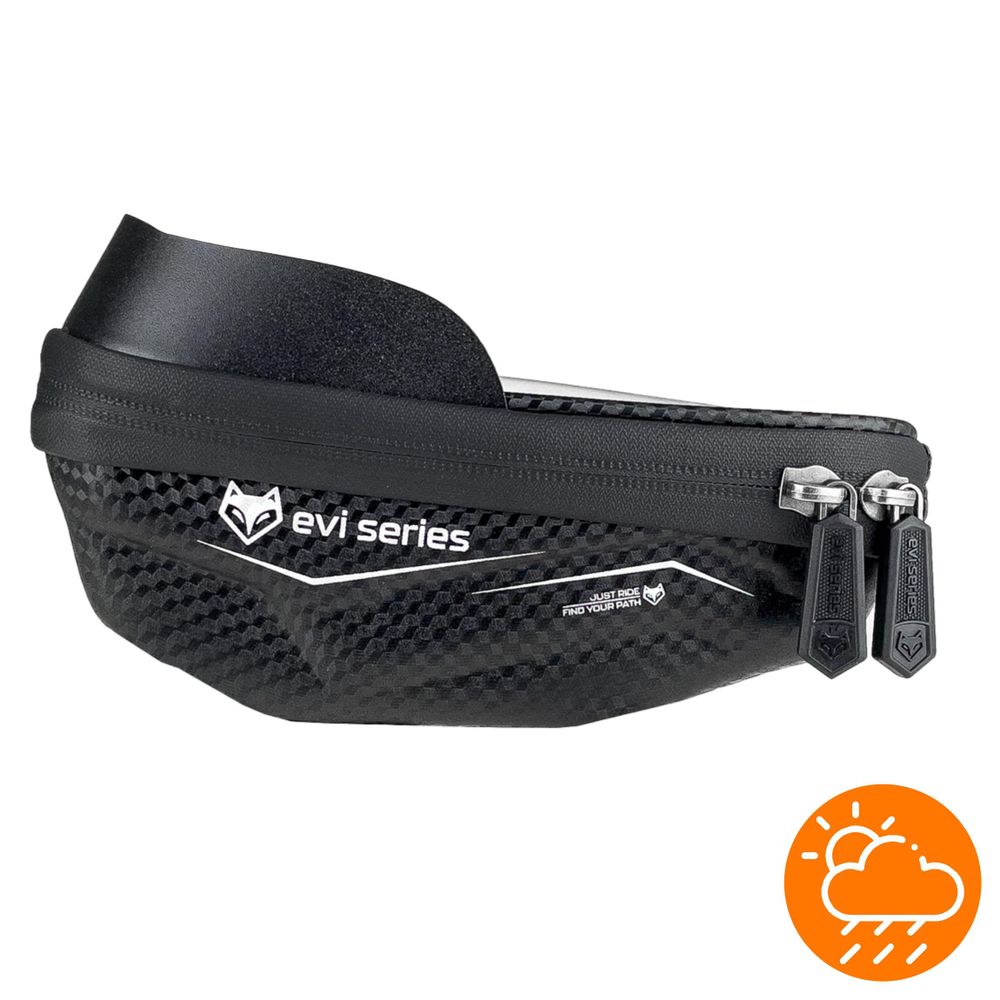 Fahrradtasche Lenkertasche wasserdicht, Handyhalterung bis 6,9 Zoll, 1,5L Hardcase Oberrohrtasche, kompaktes Design, EVI BIKE Flow+ S, Schwarz