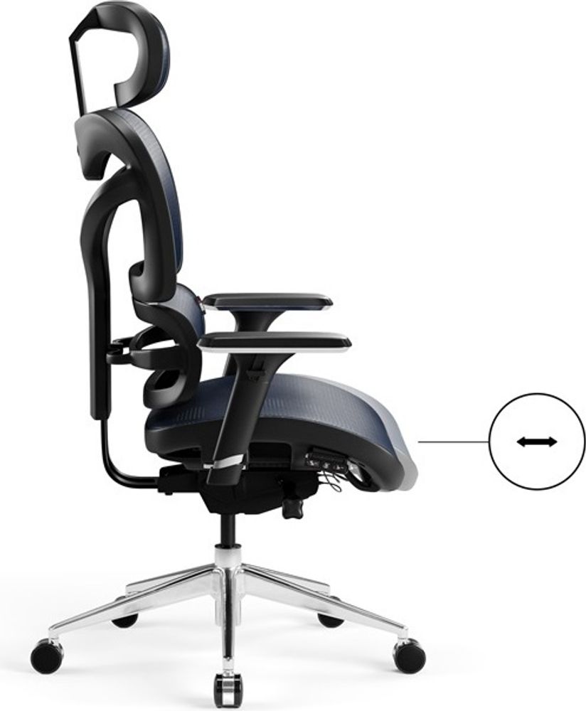 Diablo V-Commander Ergonomischer Bürostuhl Schreibtischstuhl Chefsessel 3D Armlehnen Verstellbare Kopfstütze & Sitzfläche Netzstof Farbe: Schwarz-Blue