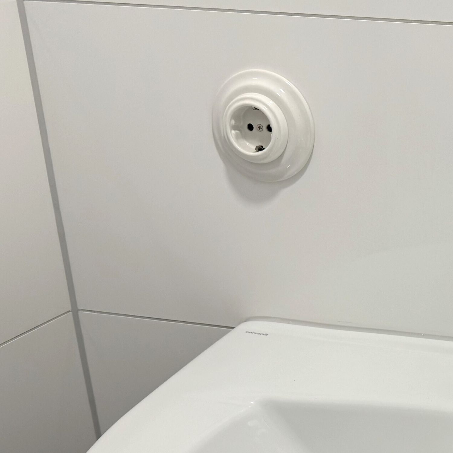 Retro Steckdose Porzellan 2-fach Unterputz - Handgefertigt In Weiß