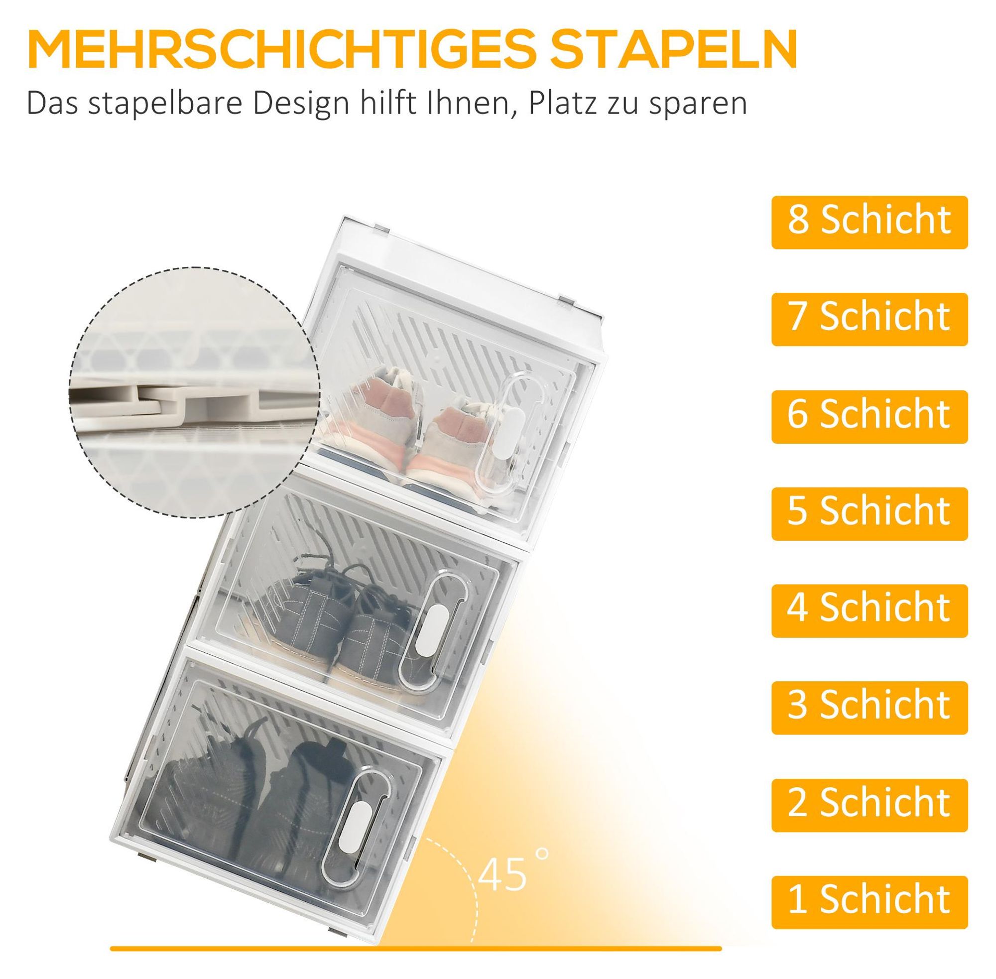 stapelbar Boxen Schuhorganizer durchsichtig
